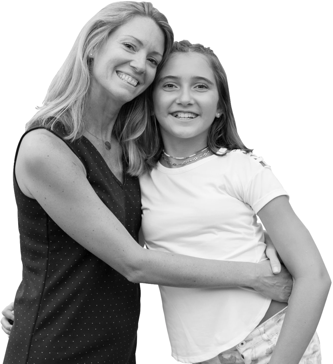 mother and daughter smiling and hugging, both connected to the LGMD2I/R9 community